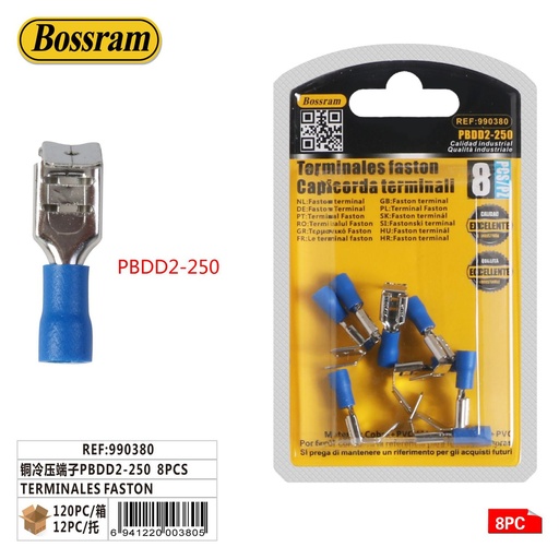 [990380] Terminales faston 8pcs para conexiones eléctricas