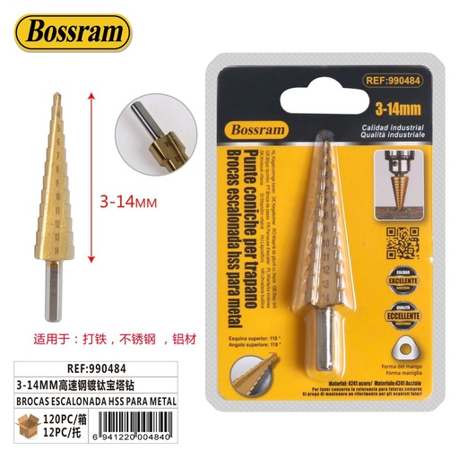 [990484] Brocas escalonadas HSS para metal 3-14mm para herramientas