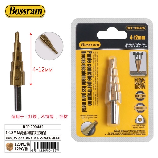 [990485] Broca escalonada HSS para metal 4-12mm para bricolaje