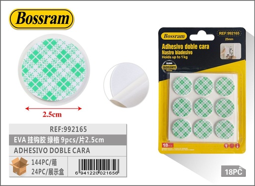 [992165] Adhesivo doble cara EVA verde 2.5cm 9pcs para bricolaje