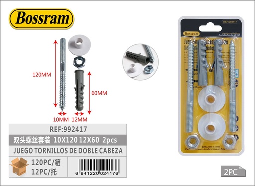 [992417] Juego de tornillos de doble cabezal 10x120mm y 12x60mm 2 piezas