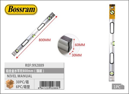 [992889] Nivel manual de aluminio con imán 800mm