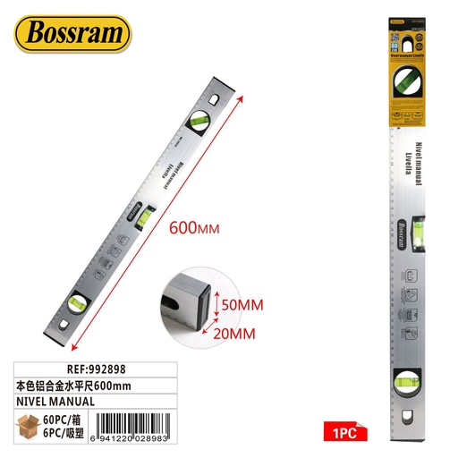 [992898] Nivel manual de aluminio 600mm