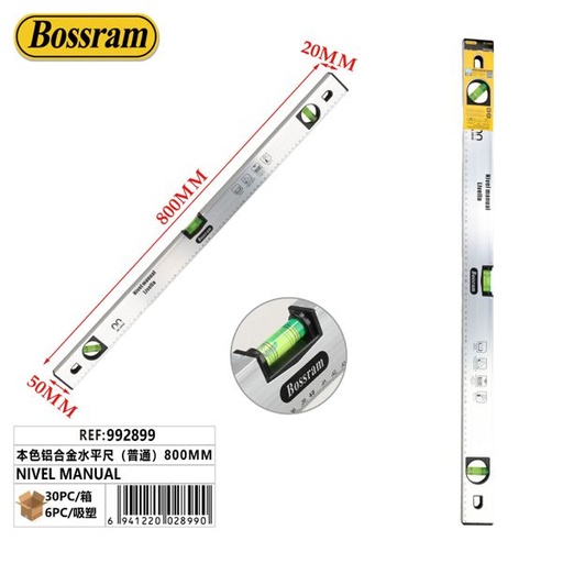 [992899] Nivel manual de aluminio 800mm para mediciones precisas