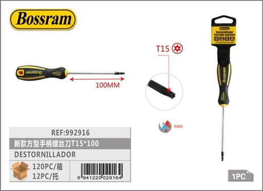 [992916] Destornillador con mango cuadrado T15x100 para herramientas