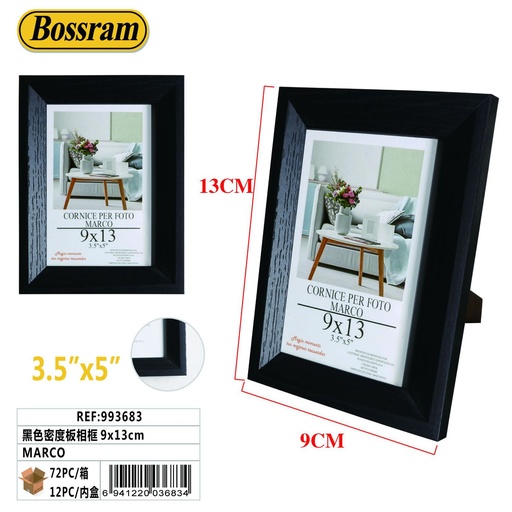 [993683] Marco de fotos de MDF negro 9x13cm para decoración