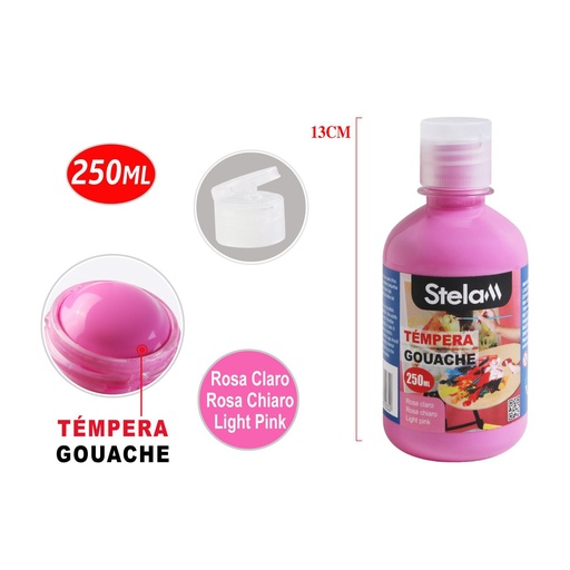 [998103] Témpera rosa claro 250ml para arte y pintura