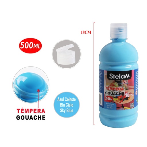 [998123] Témpera 500ml 天蓝 水粉颜料 para pintura artística