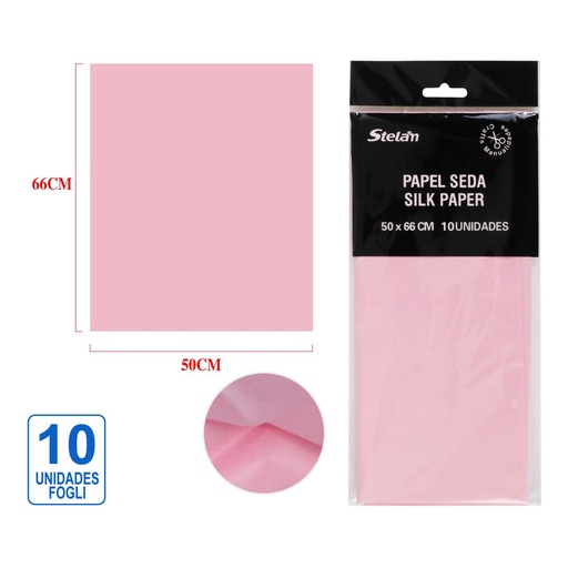 [999199] Papel seda rosa 50x66cm 10u para manualidades