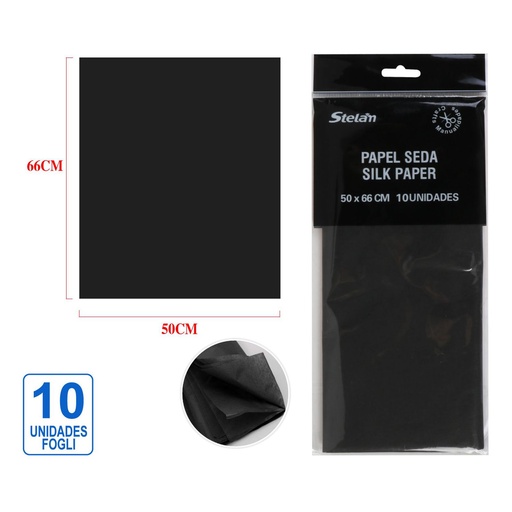 [999212] Papel seda negro 50.8x66cm 10u para manualidades