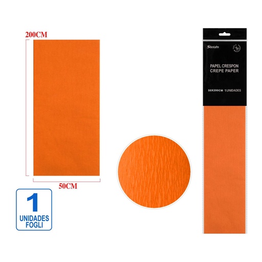 [999227] Papel crespón 50x200cm naranja para decoración y manualidades