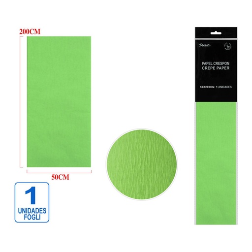 [999237] Papel crespón verde 50x200cm para manualidades