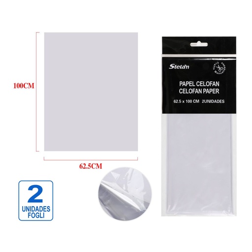 [999245] Papel celofán blanco 62.5x100cm para manualidades