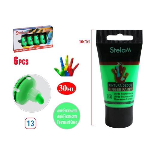 [999773] Pintura de dedo fluorescente verde 30ml para niños