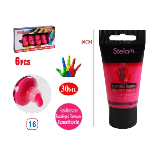 [999776] Pintura para dedos 30ml púrpura fluorescente para niños