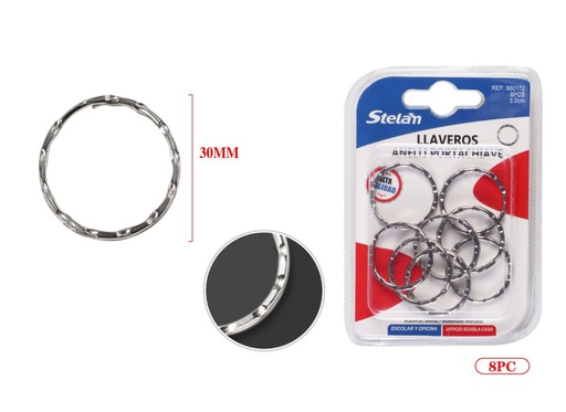 [860172] Llaveros con diseño 30mm 8pcs para llaves y accesorios