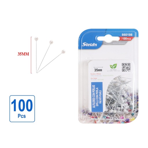 [860198] Alfileres con perlas blancas 100pcs para costura