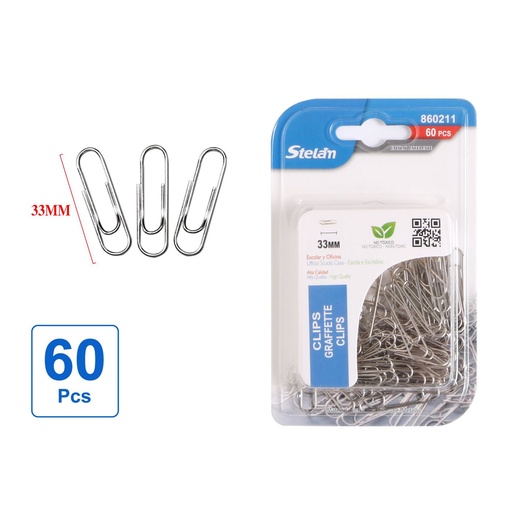 [860211] Clips plateados 33mm 60pcs