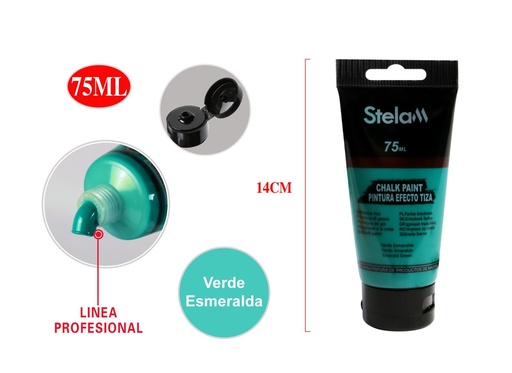 [860669] Pintura efecto tiza 75ml verde esmeralda para manualidades