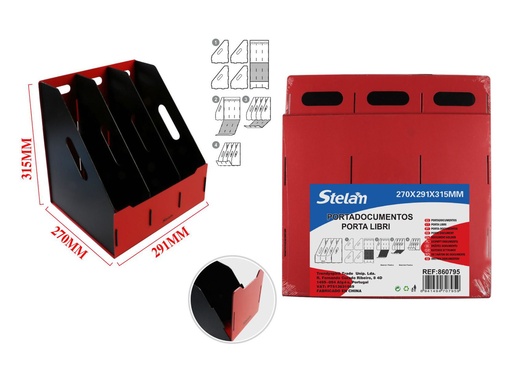 [860795] Portadocumentos de tres compartimentos para organización de oficina