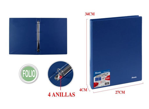 [860852] Carpeta folio 4 anillas PP para documentos y archivos