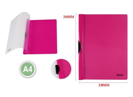 [861064] Carpeta con clip A4 310x235mm rosa para organización de documentos