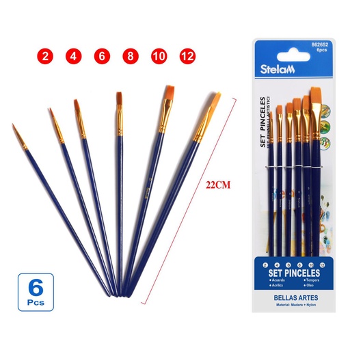 [862652] Set de pinceles azules 6 piezas