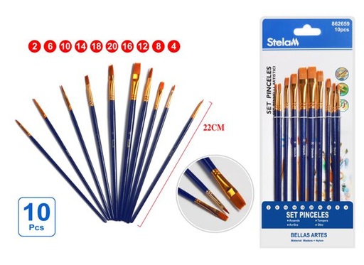 [862659] Set de pinceles para pintura 10pcs azul para arte