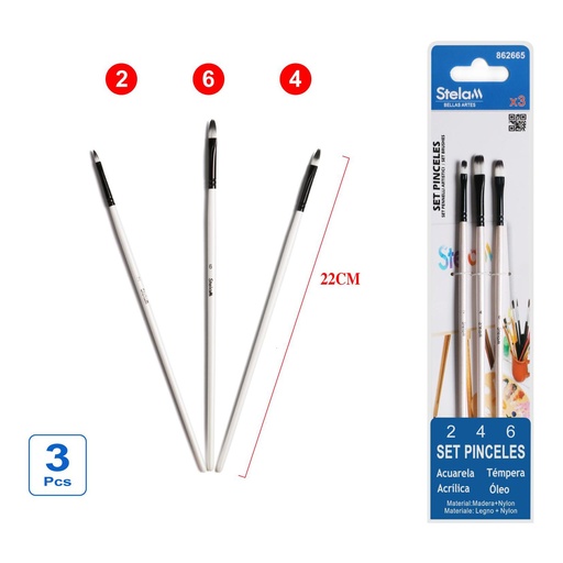 [862665] Set de pinceles perlados 3pcs para pintura