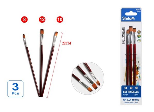 [862679] Set de pinceles marrón para pintura 3pcs