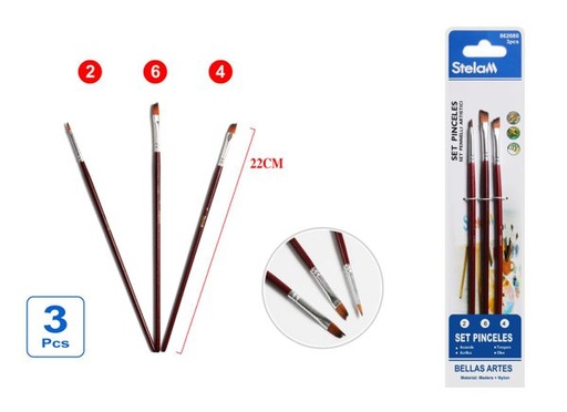 [862680] Set de pinceles marrón para pintura 3pcs