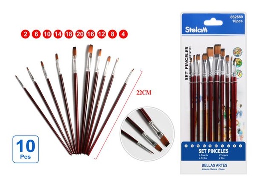 [862689] Set de pinceles 10pcs marrón para pintura