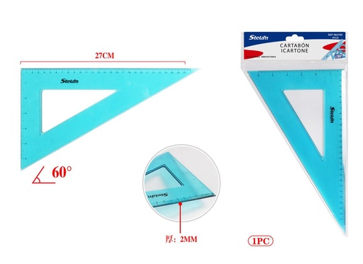 [862785] Cartabón 60° 27cm, regla de dibujo