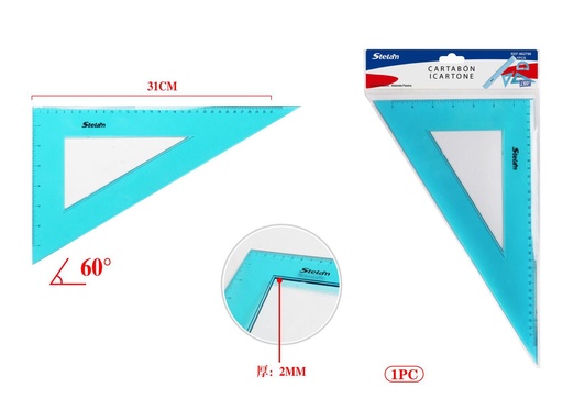 [862786] Cartabón de 60° 31cm para material escolar y dibujo técnico