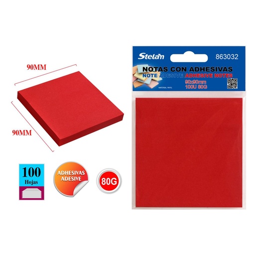 [863032] Notas adhesivas grandes 90x90mm 100 hojas para oficina