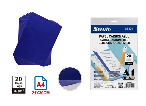 [863041] Papel carbón azul A4 20pcs para copias y calcos