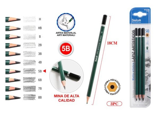 [863424] Lápiz artístico 5B 3pc para dibujo