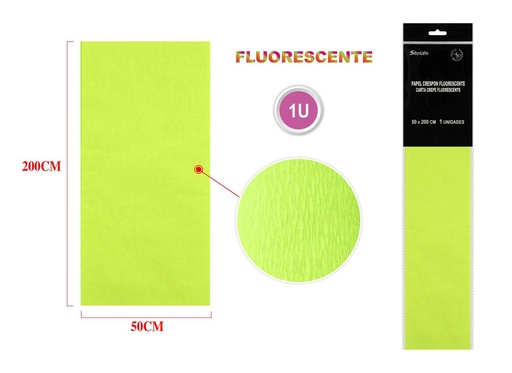 [864058] Papel crespón fluorescente amarillo 50x200cm