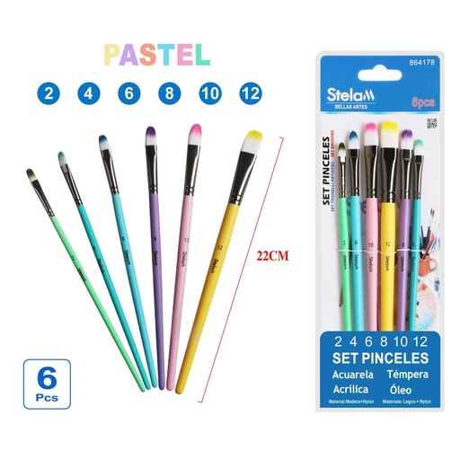 [864178] Pinceles artísticos 6 piezas para pintura y manualidades