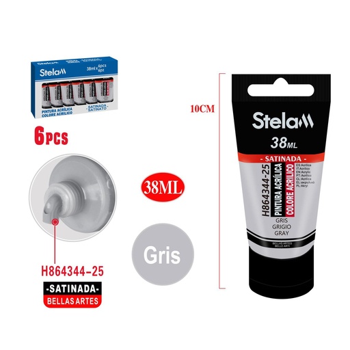 [864344] Pintura acrílica gris 38ml para bellas artes