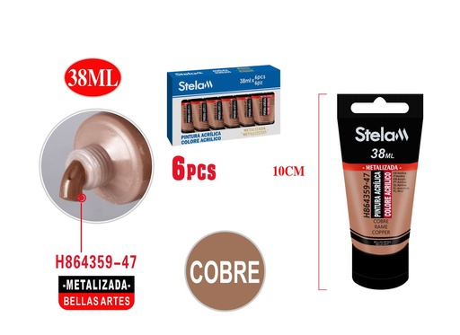 [864359] Pintura acrílica metalizada 38ml cobre para manualidades