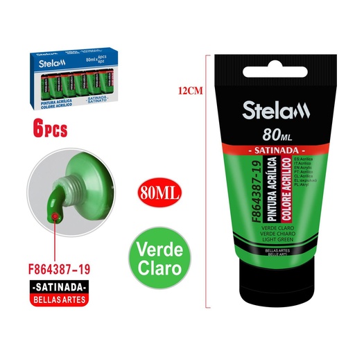 [864387] Pintura acrílica verde claro 80ml para bellas artes