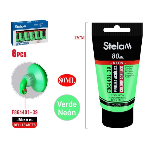 [864401] Pintura acrílica neón verde 80ml