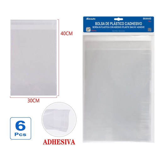 [864445] Bolsas de plástico con adhesivo 30x40 6pcs para almacenamiento