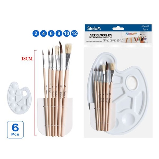 [864832] Set de pinceles y paleta 7pcs