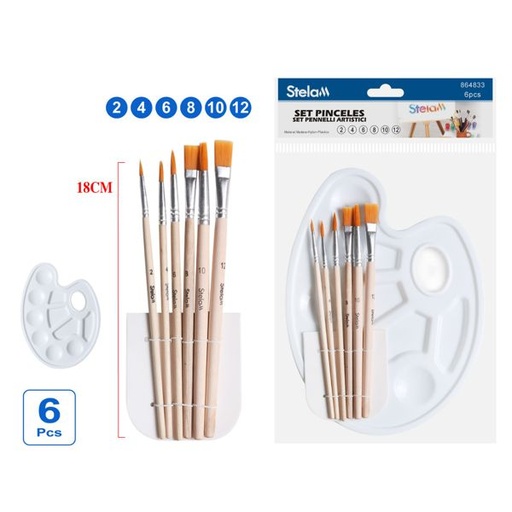 [864833] Set de pinceles y paleta para pintura 7pcs para artistas