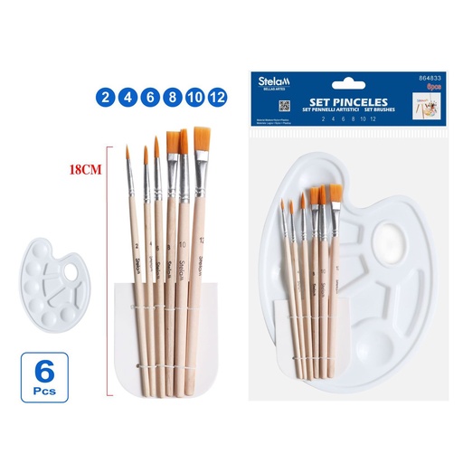 [864833] Set de pinceles y paleta para pintura 7pcs para artistas