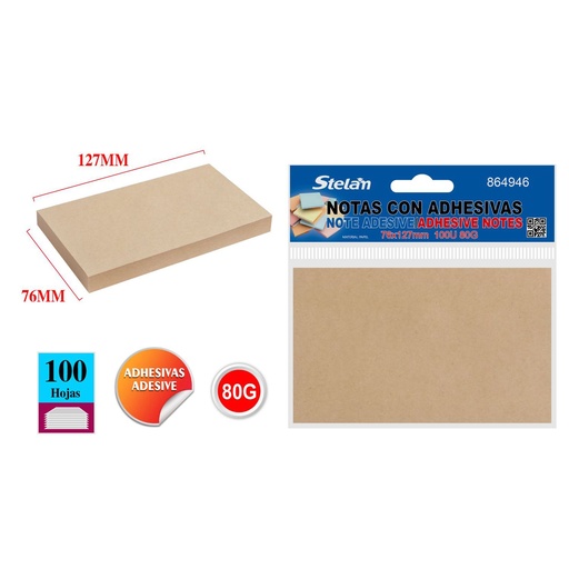 [864946] Notas adhesivas 76x127mm 100 hojas para apuntes