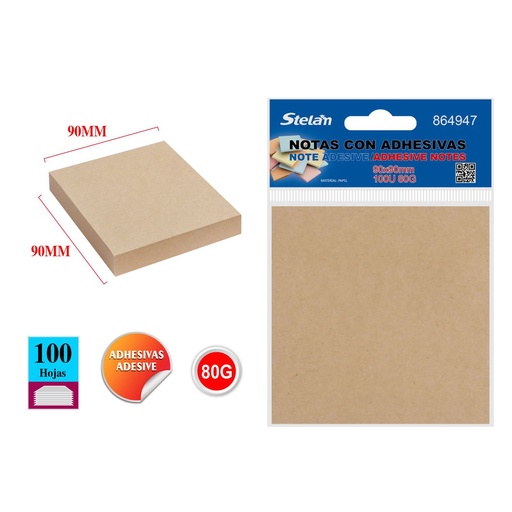 [864947] Notas adhesivas 90x90mm 100 hojas para oficina y papelería