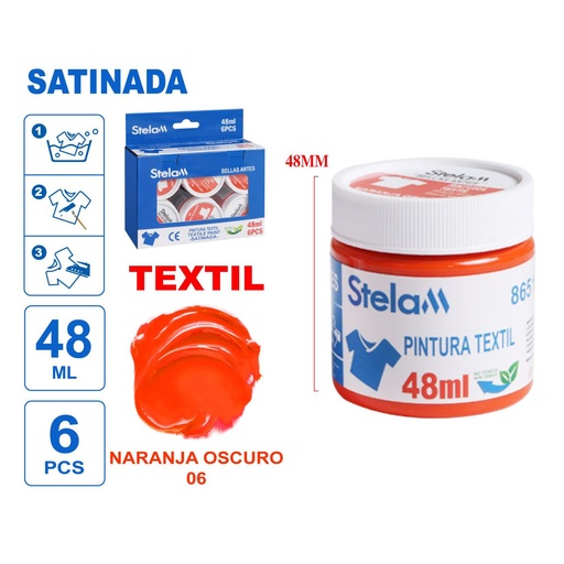 [865167] Pintura textil naranja oscuro 48ml